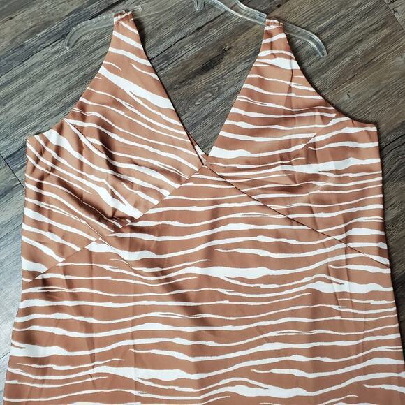 A New Day Women’s Brown Zebra Striped Slip Dress 90s Casual Evening Size XXL - Picture 3 of 8